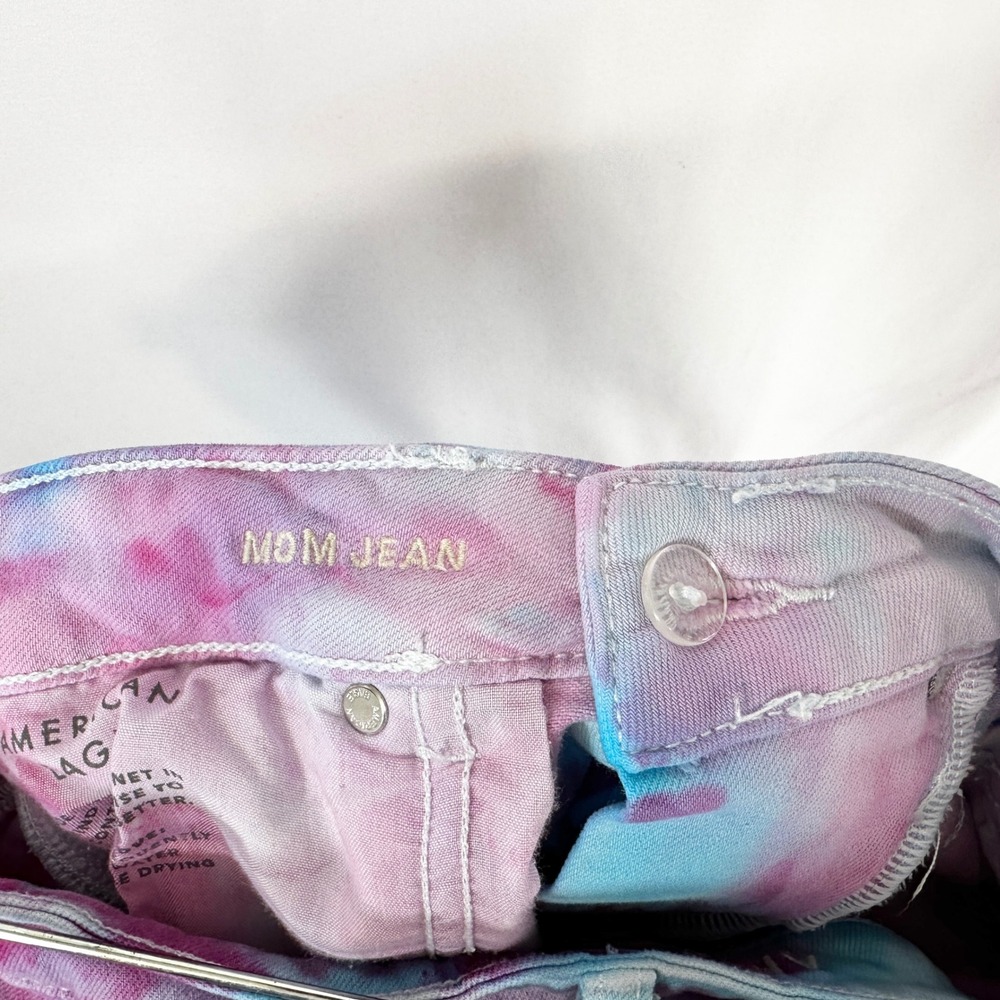 American Eagle Size 16 Jeans Handmade Tie Dye Mom Jeans Pink Blue High Rise 974 - Picture 11 of 12